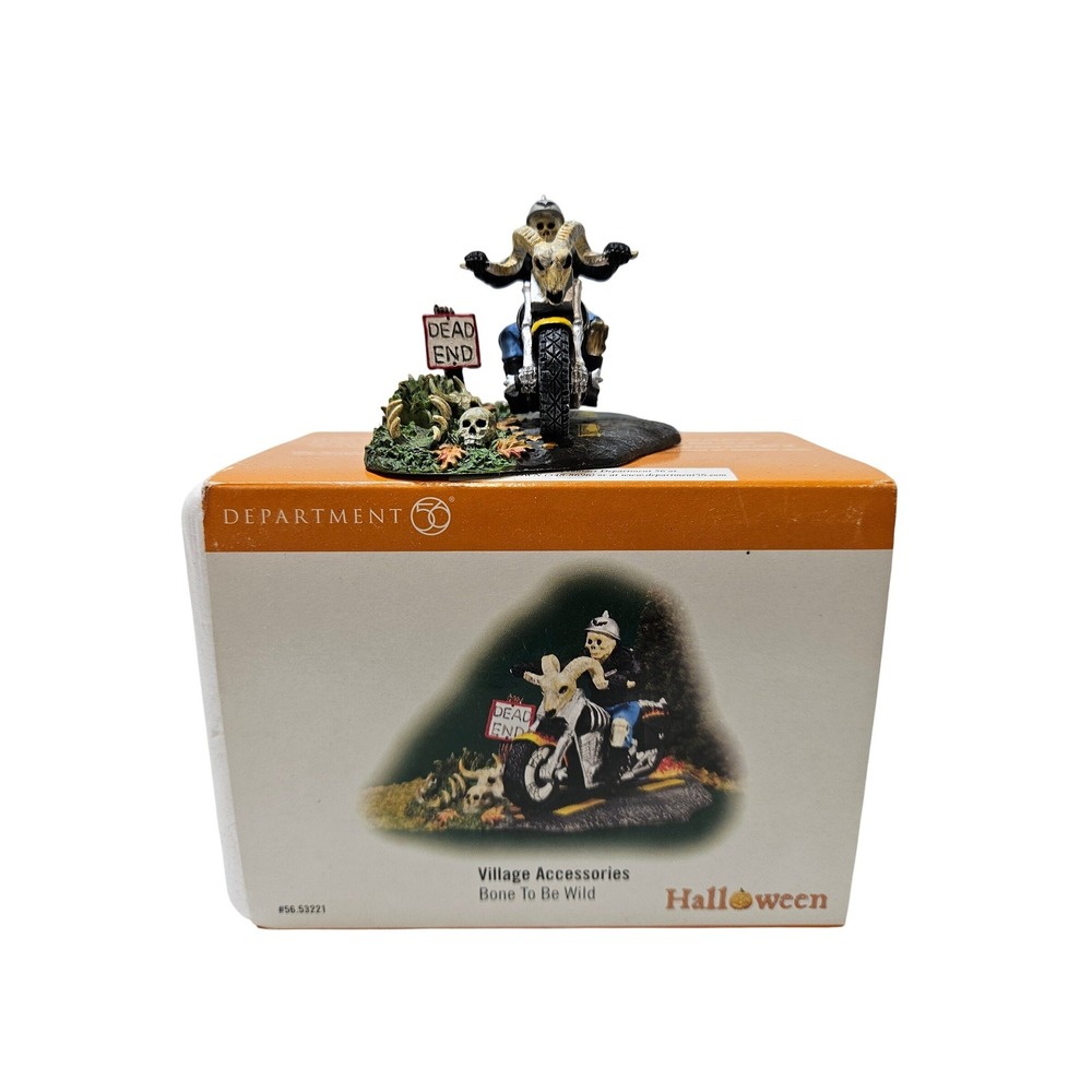 Dept 56 Bone To Be Wild Village Accessories Halloween Skeleton Biker 56.53221